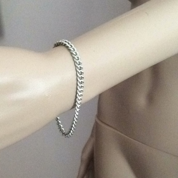 Sterling Silver Curb Chain Bracelet Italy - Picture 5 of 5